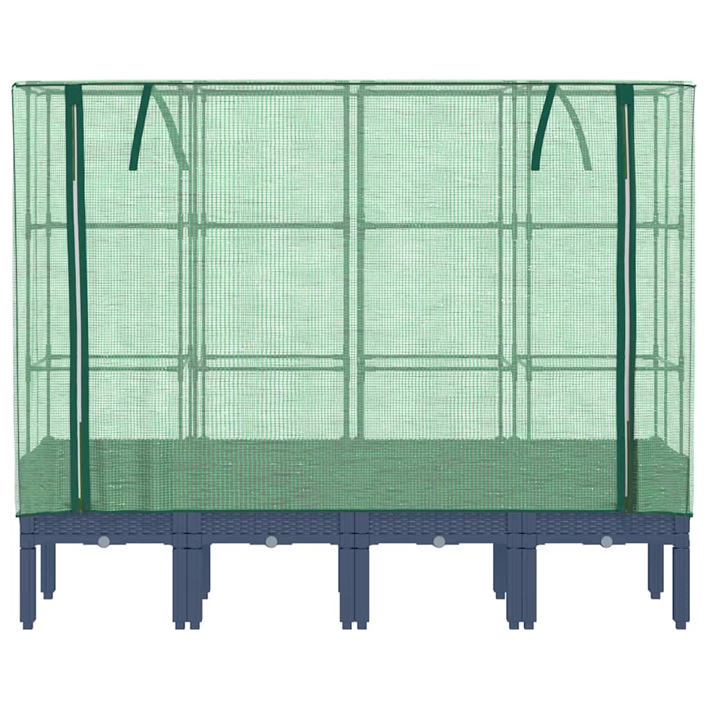 vidaXL Raised Bed with Greenhouse Cover Rattan Look 160x40x140 cm