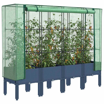 vidaXL Raised Bed with Greenhouse Cover Rattan Look 160x40x140 cm