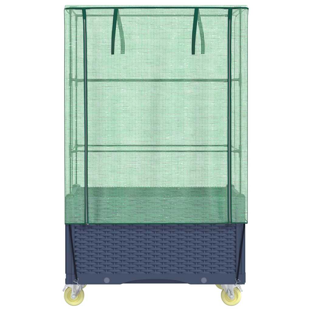 vidaXL Raised Bed with Cover and Wheels Rattan Look 80x50x182 cm