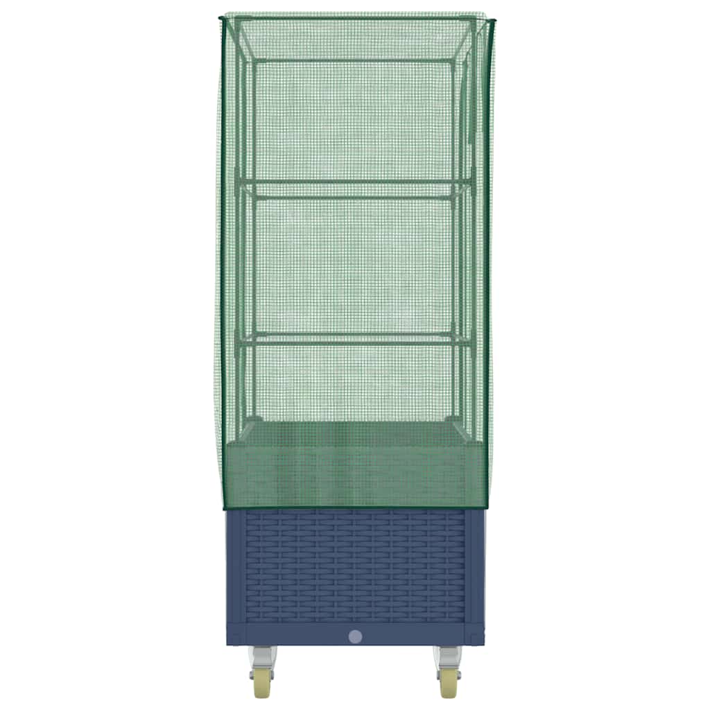vidaXL Raised Bed with Cover and Wheels Rattan Look 80x50x182 cm