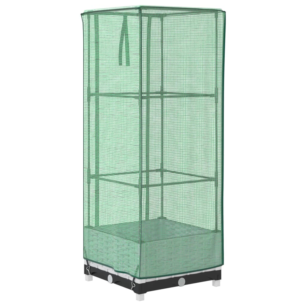 vidaXL Raised Bed with Greenhouse Cover Rattan Look 40x40x123 cm