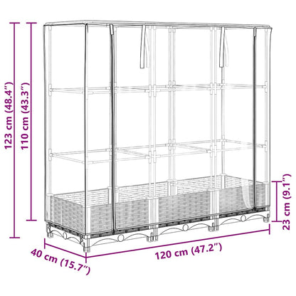 vidaXL Raised Bed with Greenhouse Cover Rattan Look 120x40x123 cm