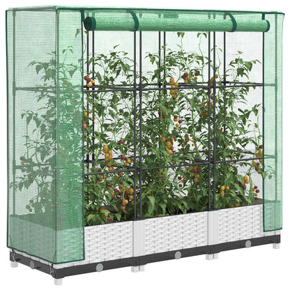 vidaXL Raised Bed with Greenhouse Cover Rattan Look 120x40x123 cm