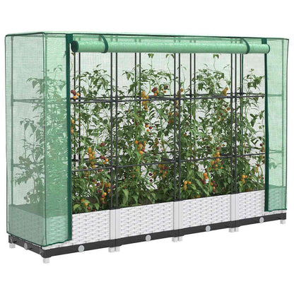 vidaXL Raised Bed with Greenhouse Cover Rattan Look 160x40x123 cm