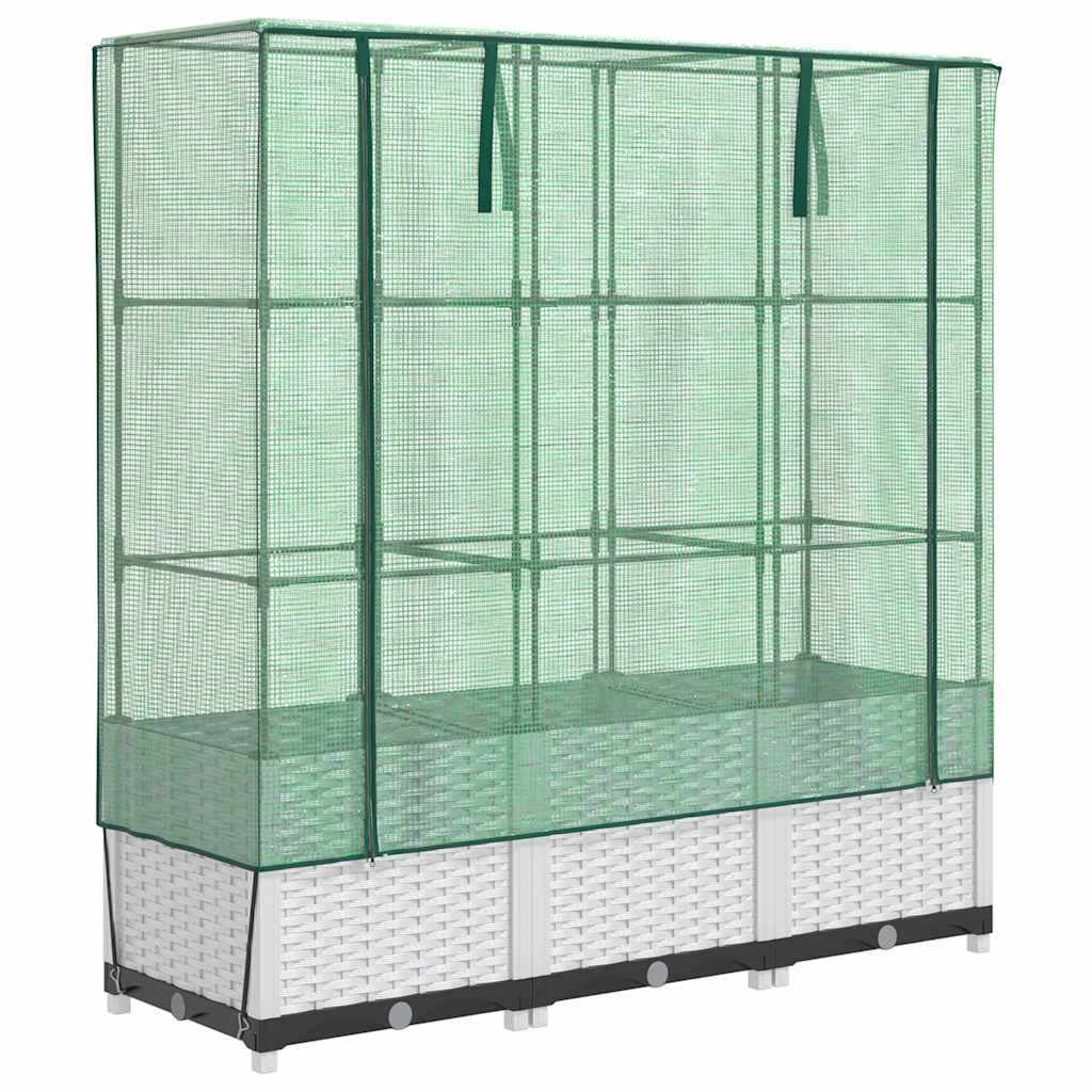 vidaXL Raised Bed with Greenhouse Cover Rattan Look 120x40x138 cm