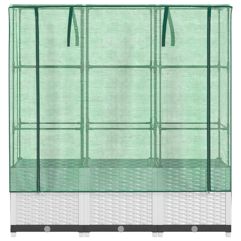 vidaXL Raised Bed with Greenhouse Cover Rattan Look 120x40x138 cm