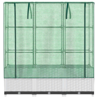 vidaXL Raised Bed with Greenhouse Cover Rattan Look 120x40x138 cm