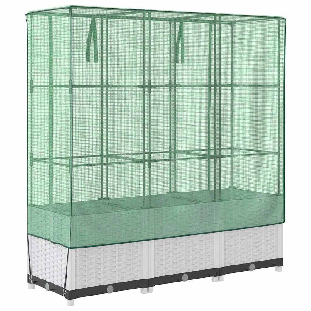 vidaXL Raised Bed with Greenhouse Cover Rattan Look 120x40x138 cm