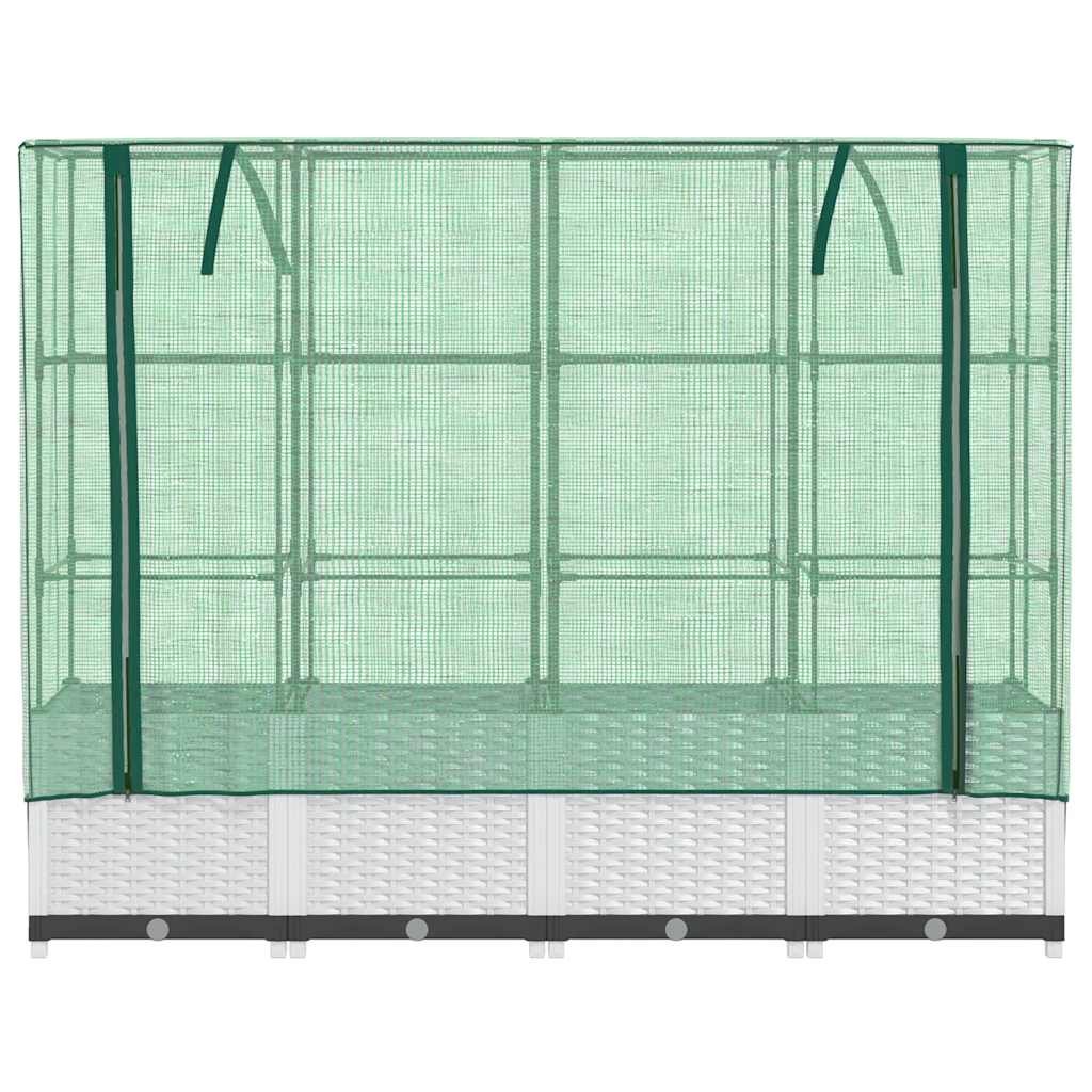 vidaXL Raised Bed with Greenhouse Cover Rattan Look 160x40x138 cm