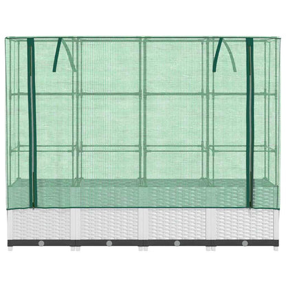 vidaXL Raised Bed with Greenhouse Cover Rattan Look 160x40x138 cm