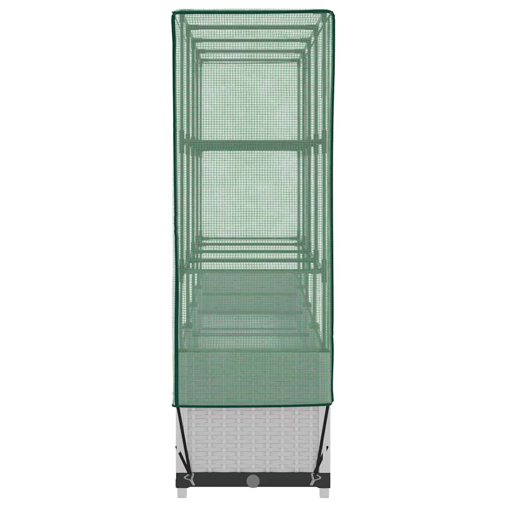 vidaXL Raised Bed with Greenhouse Cover Rattan Look 160x40x138 cm