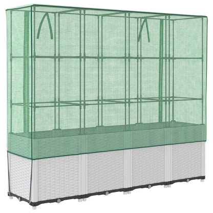 vidaXL Raised Bed with Greenhouse Cover Rattan Look 160x40x153 cm