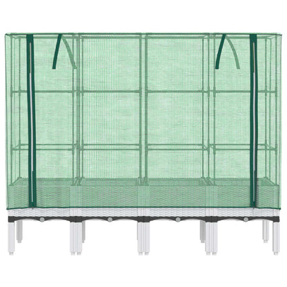 vidaXL Raised Bed with Greenhouse Cover Rattan Look 160x40x140 cm