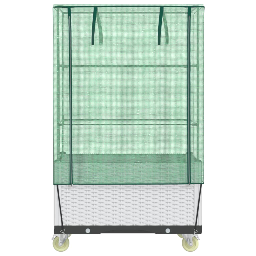 vidaXL Raised Bed with Cover and Wheels Rattan Look 80x50x182 cm