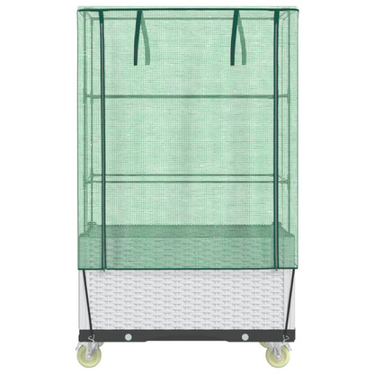 vidaXL Raised Bed with Cover and Wheels Rattan Look 80x50x182 cm