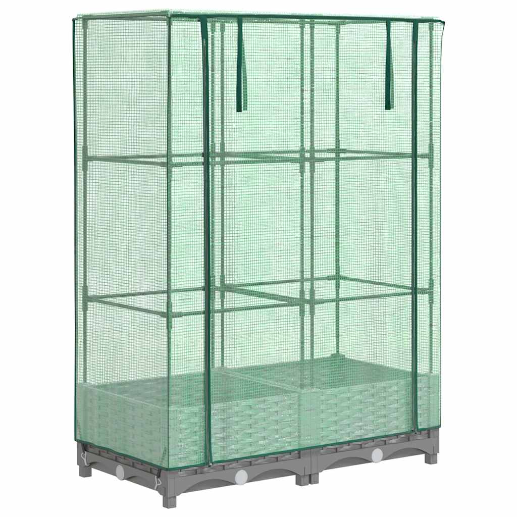 vidaXL Raised Bed with Greenhouse Cover Rattan Look 80x40x123 cm