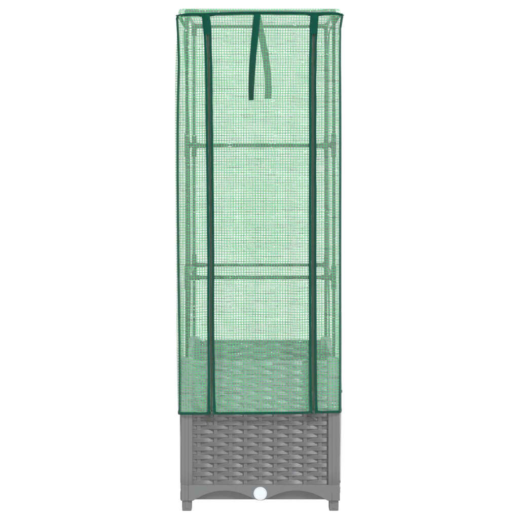 vidaXL Raised Bed with Greenhouse Cover Rattan Look 40x40x139 cm