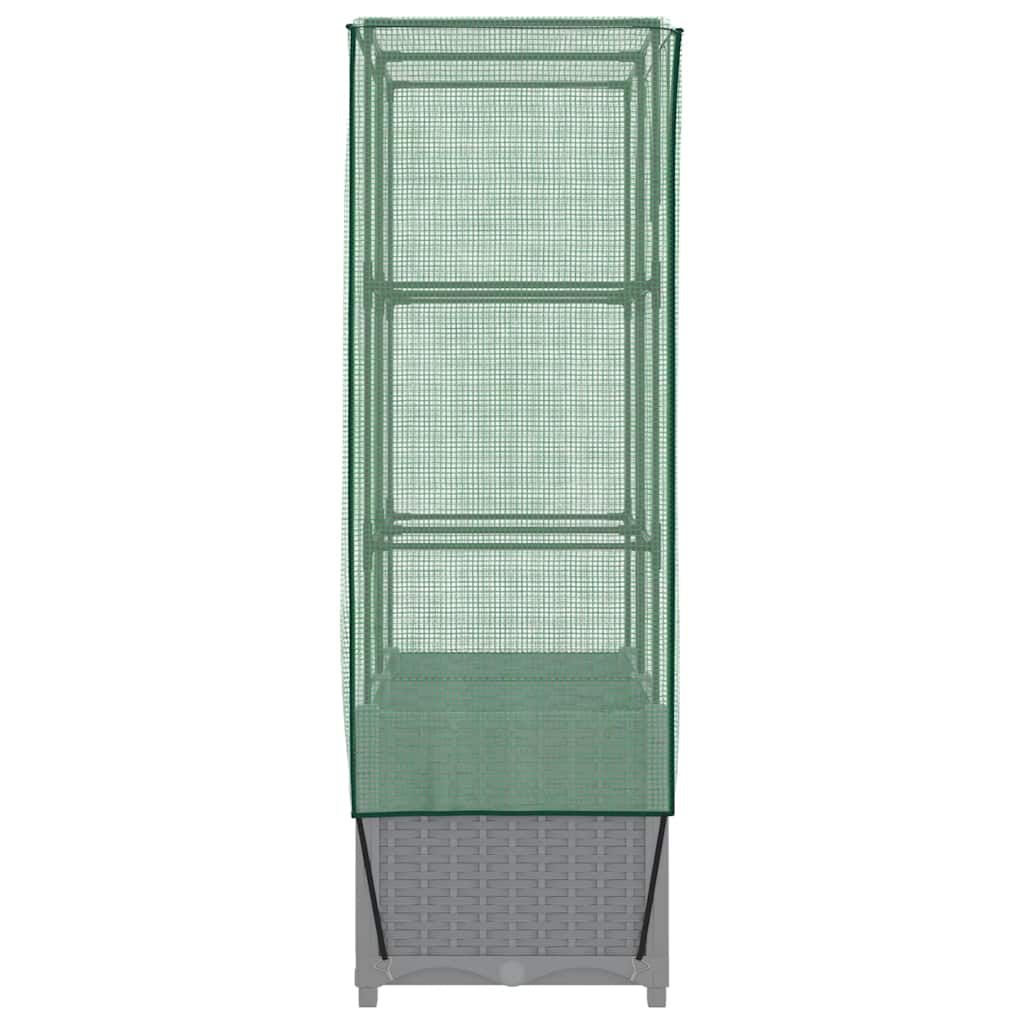 vidaXL Raised Bed with Greenhouse Cover Rattan Look 80x40x138 cm