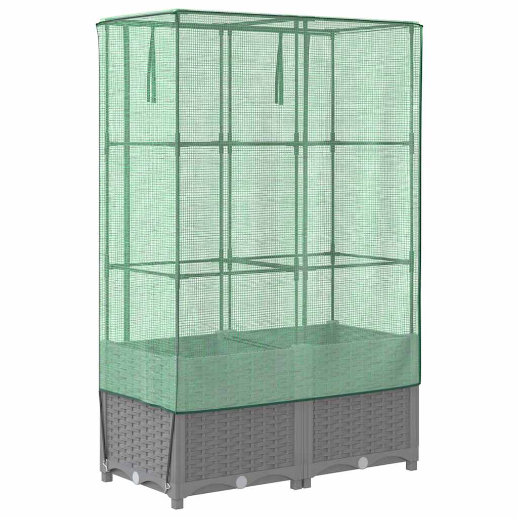 vidaXL Raised Bed with Greenhouse Cover Rattan Look 80x40x138 cm
