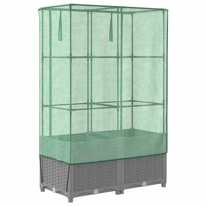 vidaXL Raised Bed with Greenhouse Cover Rattan Look 80x40x138 cm