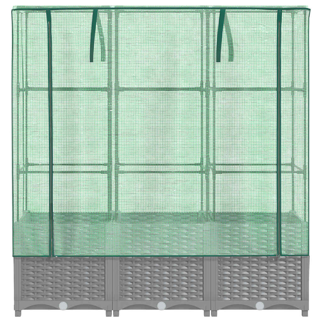 vidaXL Raised Bed with Greenhouse Cover Rattan Look 120x40x138 cm
