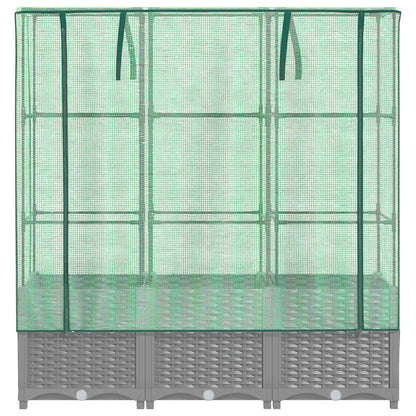 vidaXL Raised Bed with Greenhouse Cover Rattan Look 120x40x138 cm
