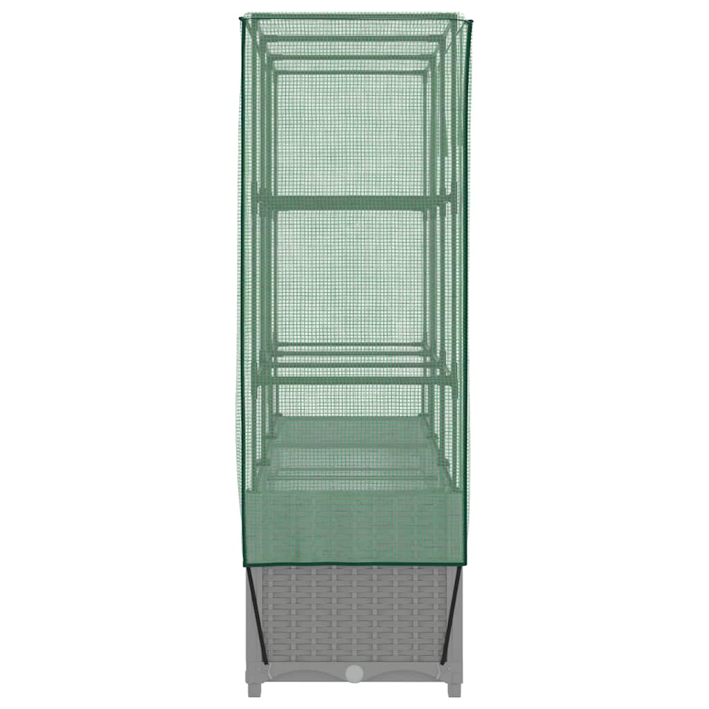 vidaXL Raised Bed with Greenhouse Cover Rattan Look 120x40x138 cm