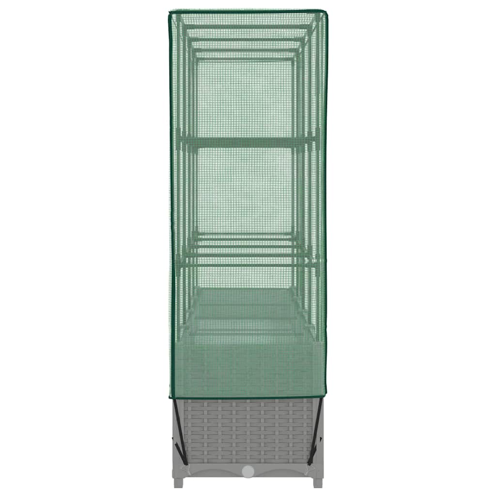 vidaXL Raised Bed with Greenhouse Cover Rattan Look 160x40x138 cm