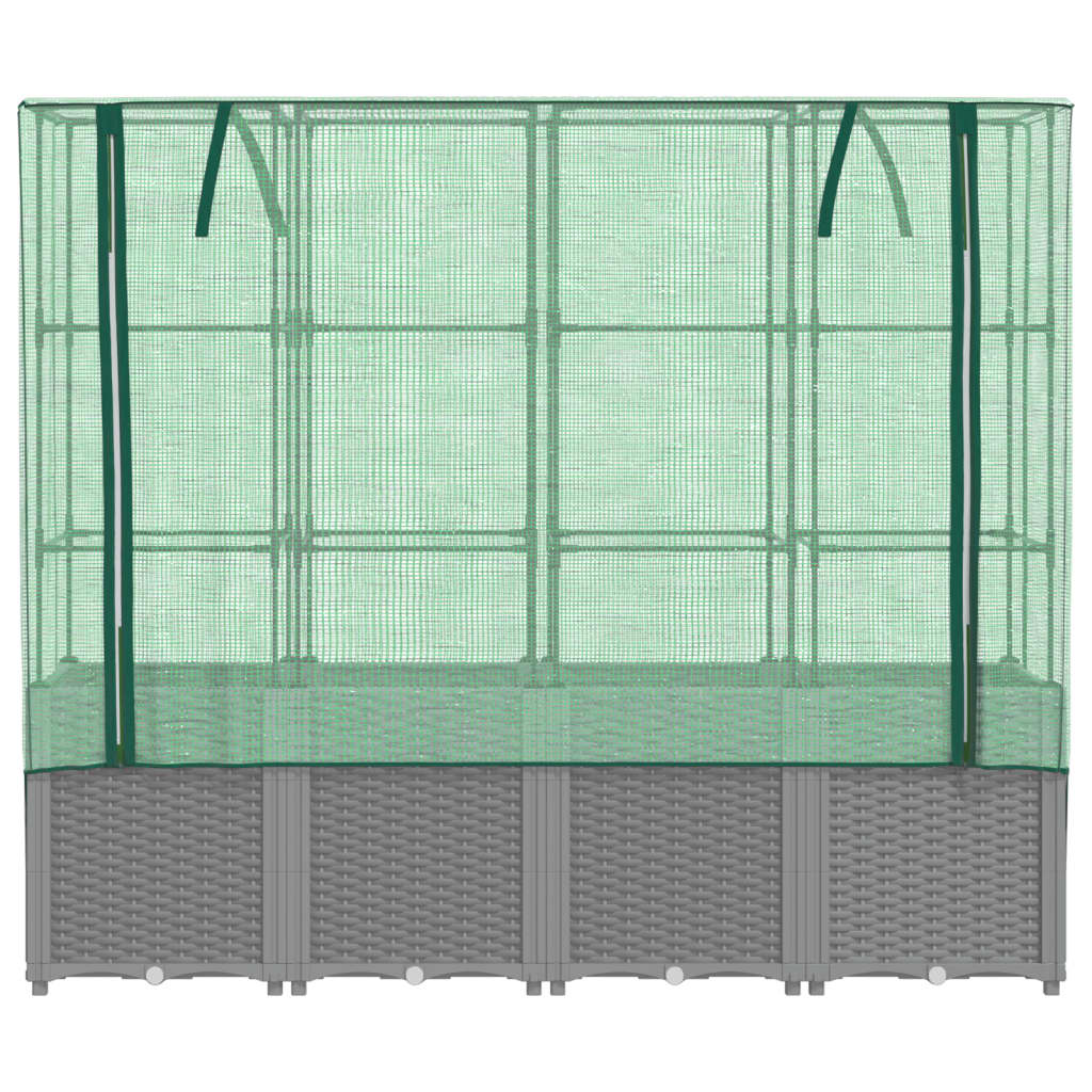 vidaXL Raised Bed with Greenhouse Cover Rattan Look 160x40x153 cm