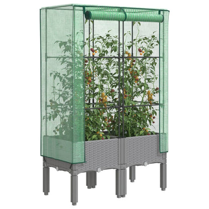 vidaXL Raised Bed with Greenhouse Cover Rattan Look 80x40x140 cm