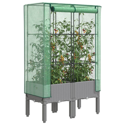 vidaXL Raised Bed with Greenhouse Cover Rattan Look 80x40x140 cm