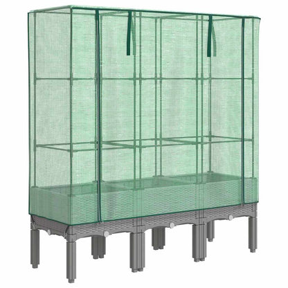 vidaXL Raised Bed with Greenhouse Cover Rattan Look 120x40x140 cm