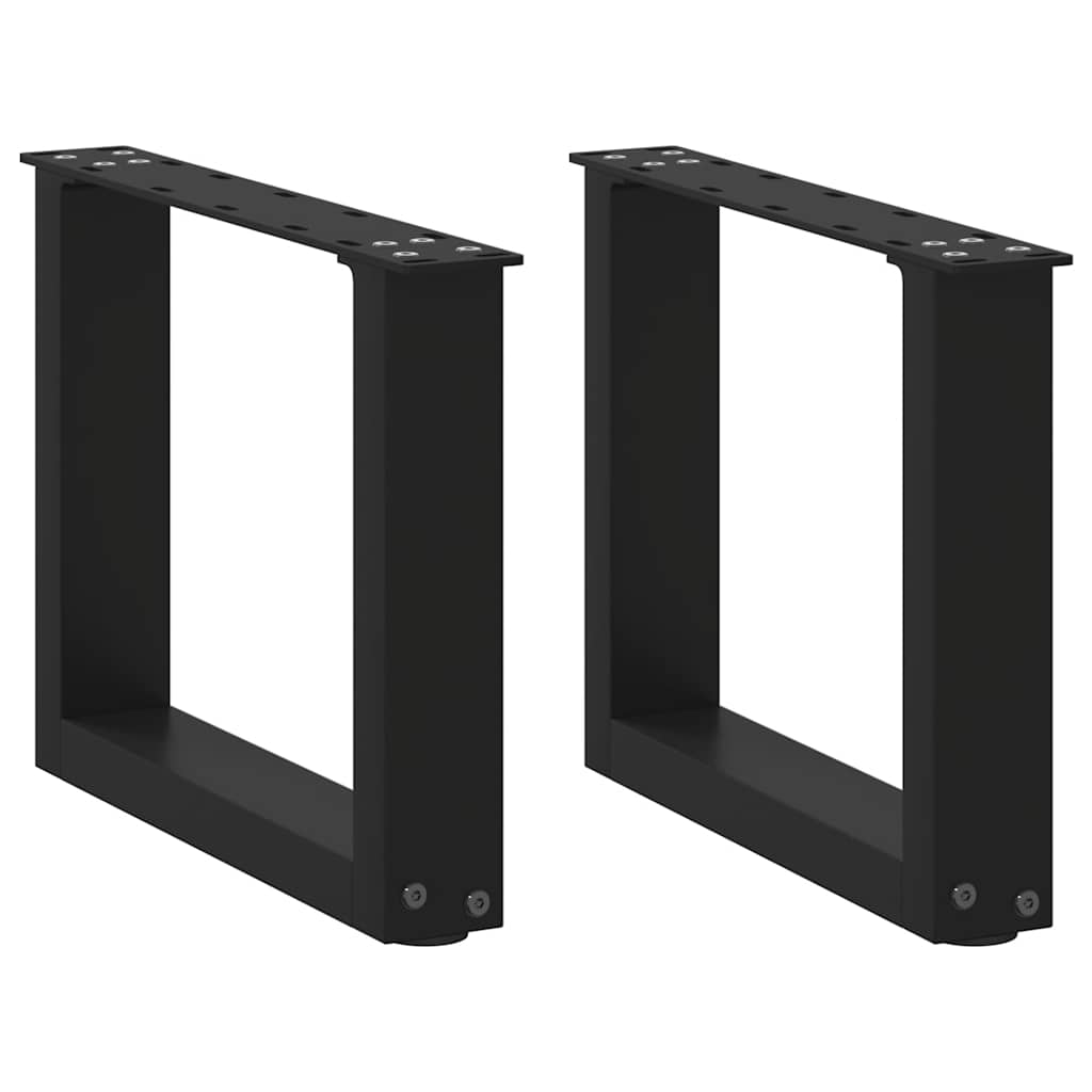 vidaXL Coffee Table Legs U-Shaped 2 pcs Black 30x(30-31) cm Steel