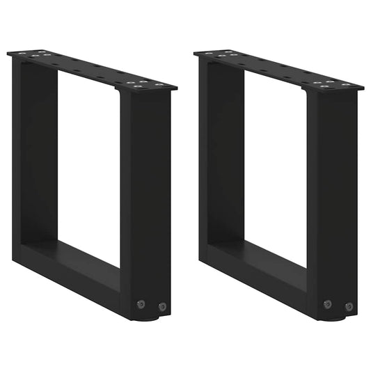 vidaXL Coffee Table Legs U-Shaped 2 pcs Black 30x(30-31) cm Steel