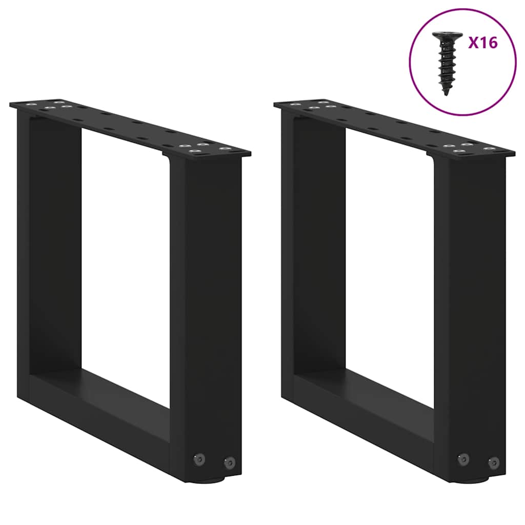 vidaXL Coffee Table Legs U-Shaped 2 pcs Black 30x(30-31) cm Steel