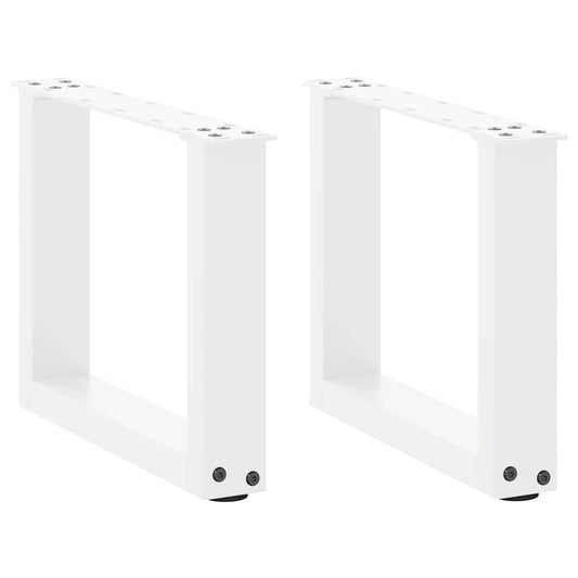 vidaXL Coffee Table Legs U-Shaped 2 pcs White 30x(30-31) cm Steel