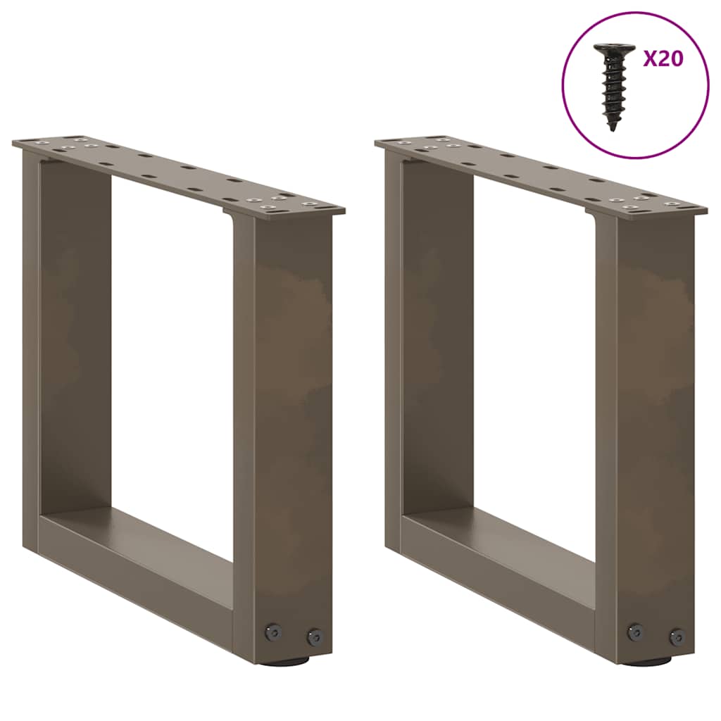 vidaXL Coffee Table Legs U-Shaped 2 pcs Natural Steel 40x(30-31) cm Steel