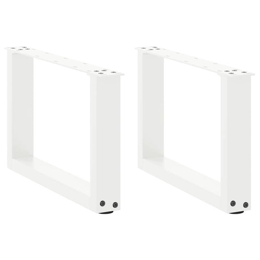 vidaXL Coffee Table Legs U-Shaped 2 pcs White 50x(30-31) cm Steel
