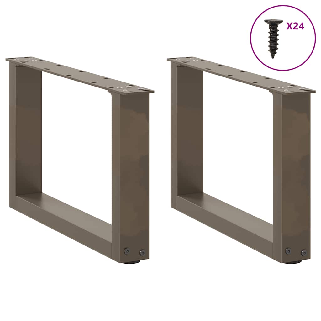 vidaXL Coffee Table Legs U-Shaped 2 pcs Natural Steel 50x(30-31) cm Steel