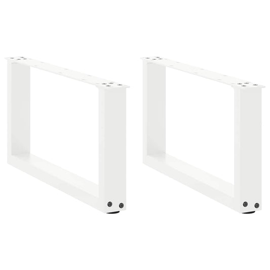 vidaXL Coffee Table Legs U-Shaped 2 pcs White 60x(30-31) cm Steel