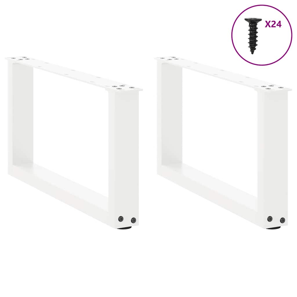 vidaXL Coffee Table Legs U-Shaped 2 pcs White 60x(30-31) cm Steel