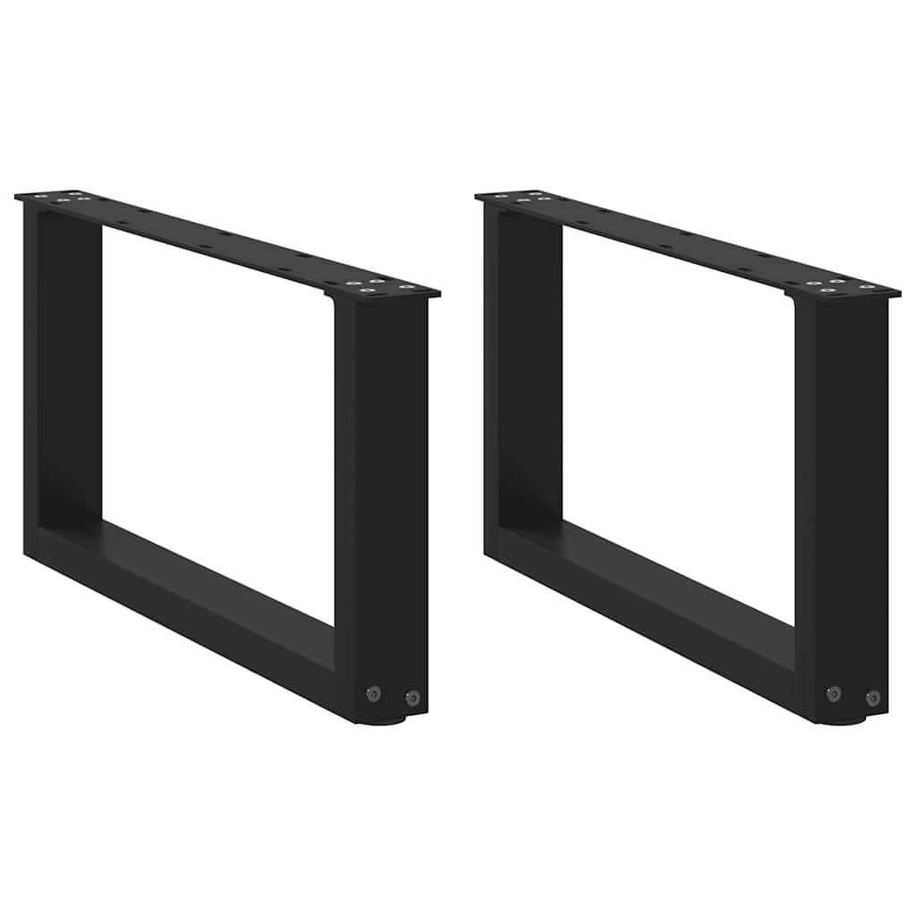 vidaXL Coffee Table Legs U-Shaped 2 pcs Black 70x(30-31) cm Steel