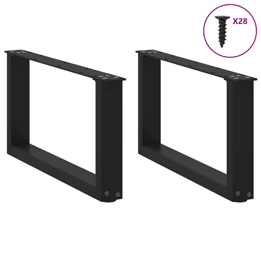 vidaXL Coffee Table Legs U-Shaped 2 pcs Black 70x(30-31) cm Steel