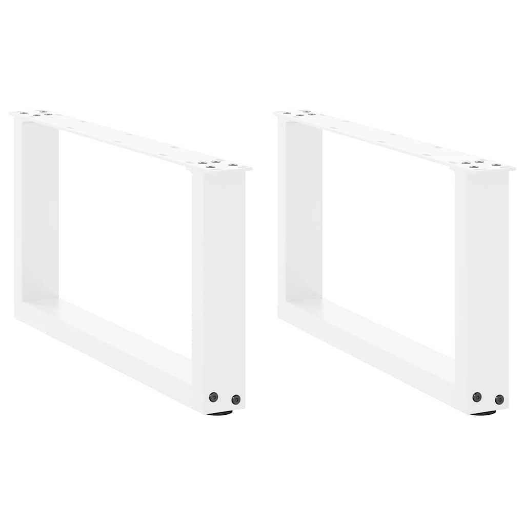 vidaXL Coffee Table Legs U-Shaped 2 pcs White 70x(30-31) cm Steel
