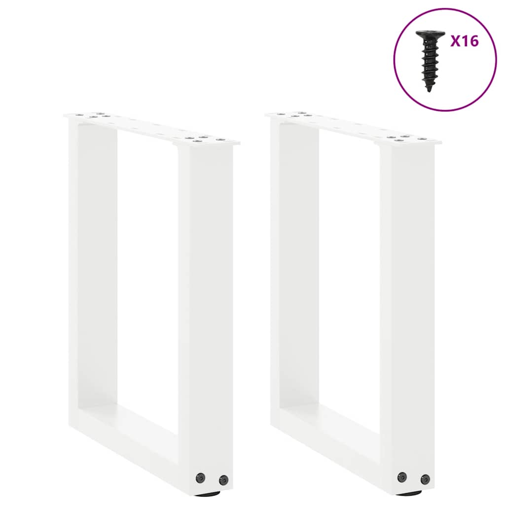 vidaXL Coffee Table Legs U-Shaped 2 pcs White 28x(42-43) cm Steel
