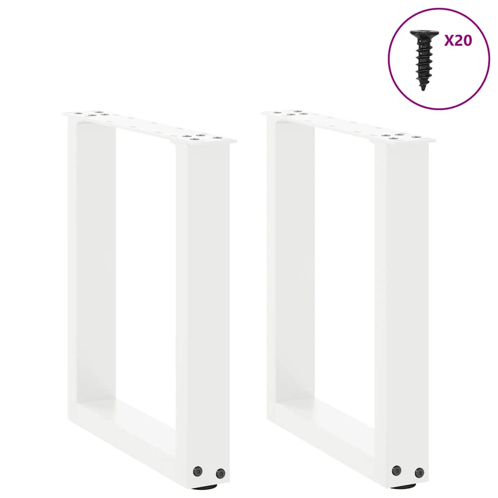 vidaXL Coffee Table Legs U-Shaped 2 pcs White 38x(42-43) cm Steel