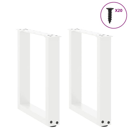 vidaXL Coffee Table Legs U-Shaped 2 pcs White 38x(42-43) cm Steel