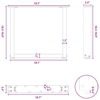 vidaXL Coffee Table Legs U-Shaped 2 pcs White 50x(42-43) cm Steel