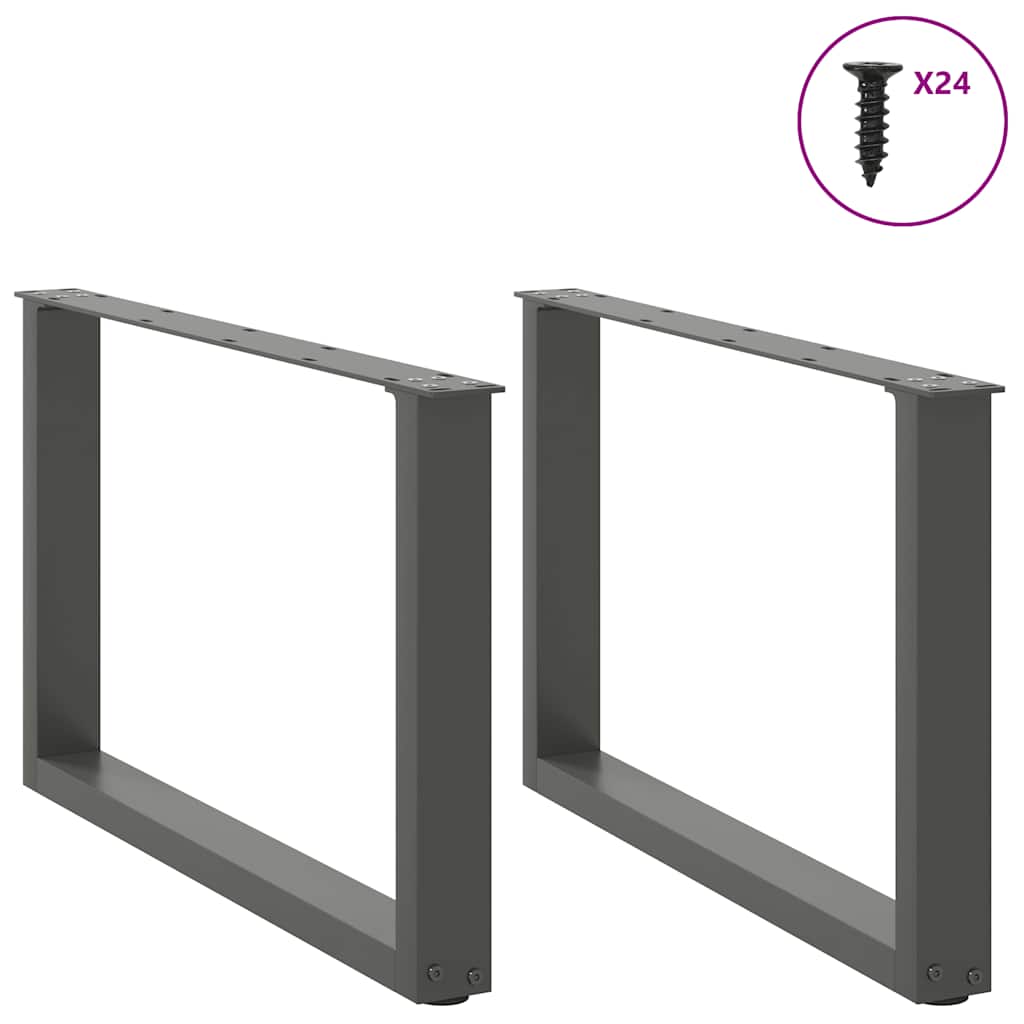 vidaXL Coffee Table Legs U-Shaped 2 pcs Anthracite 60x(42-43) cm Steel