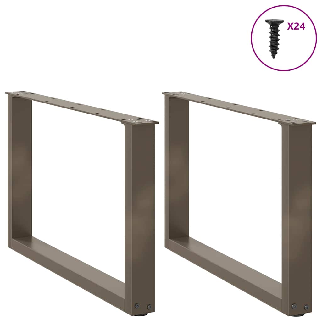 vidaXL Coffee Table Legs U-Shaped 2 pcs Natural Steel 60x(42-43) cm Steel